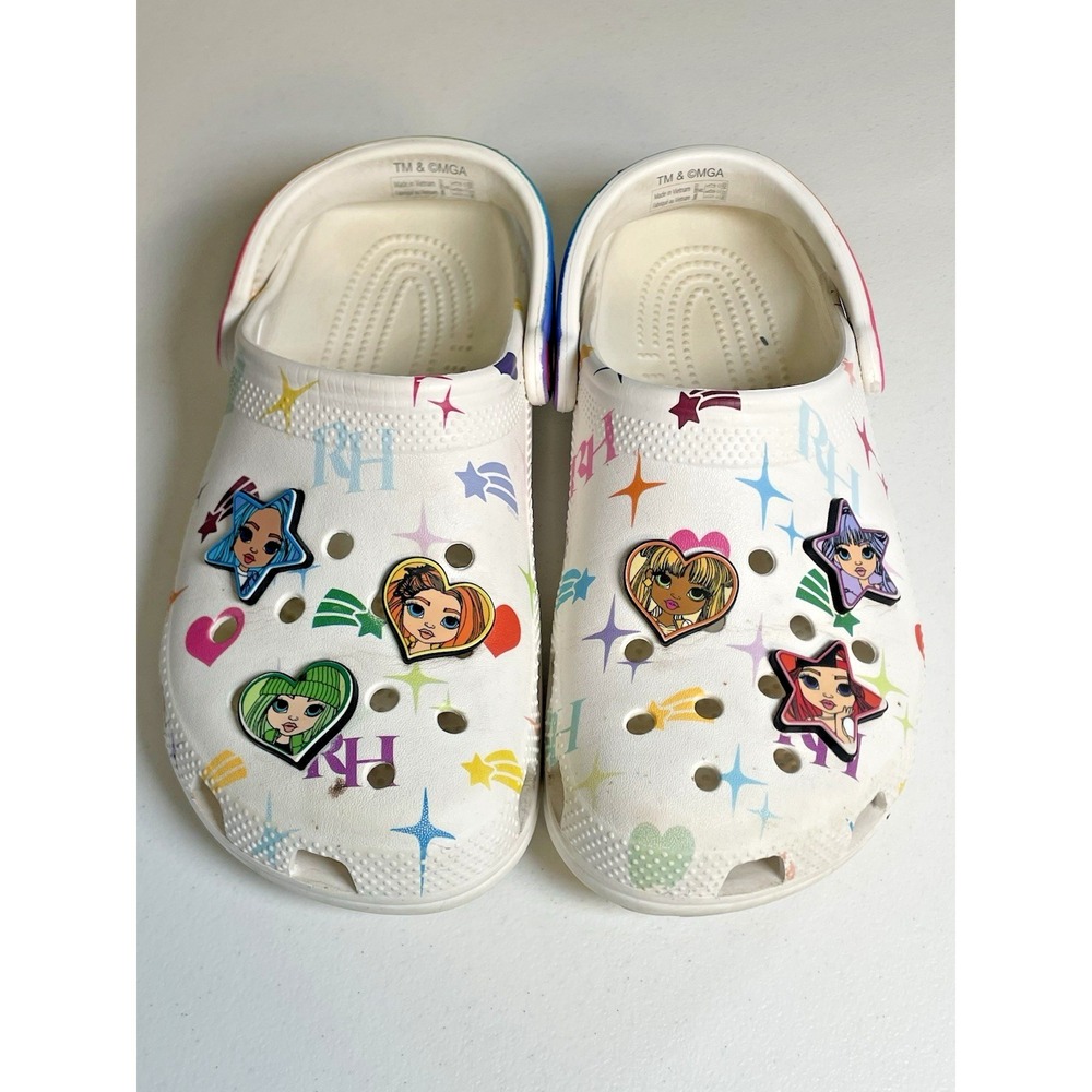 Crocs Rainbow High Clogs Girls J6 Dolls Slip on Kids White Shoes Classic